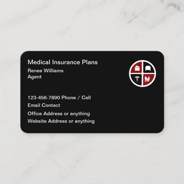 Classy Medical Insurance Business Cards (Front)