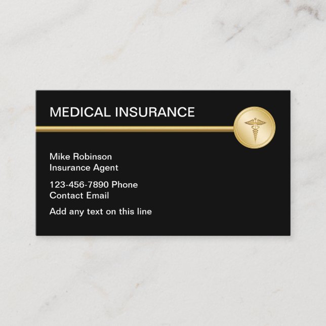 Classy Medical Insurance Rep Business Cards (Front)