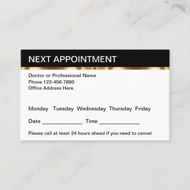 Classy Medical Professional Appointment Template Business Card (Front)