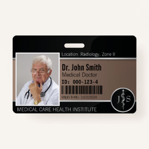Classy Medical Rod of Asclepius Silver Photo ID ID Badge
