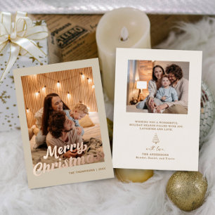 Classy Merry Christmas Family Photo Foil Holiday Card