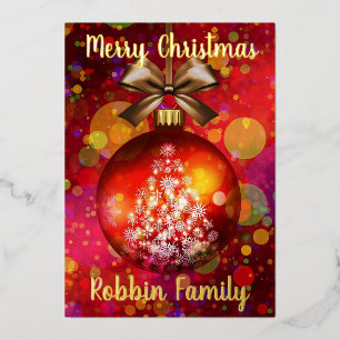 Classy Merry Christmas Ornament Foil Holiday Card
