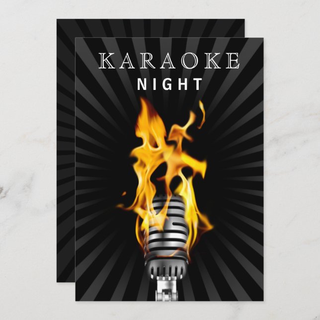 Classy Mic 30th Birthday Karaoke Night Party  Invitation (Front/Back)