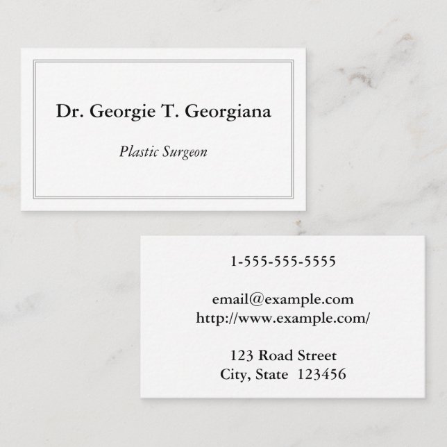 Classy & Minimal Plastic Surgeon Business Card (Front/Back)