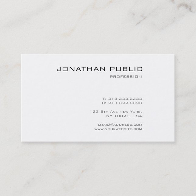 Classy Minimalist Modern Trendy Design Clean Plain Business Card (Front)