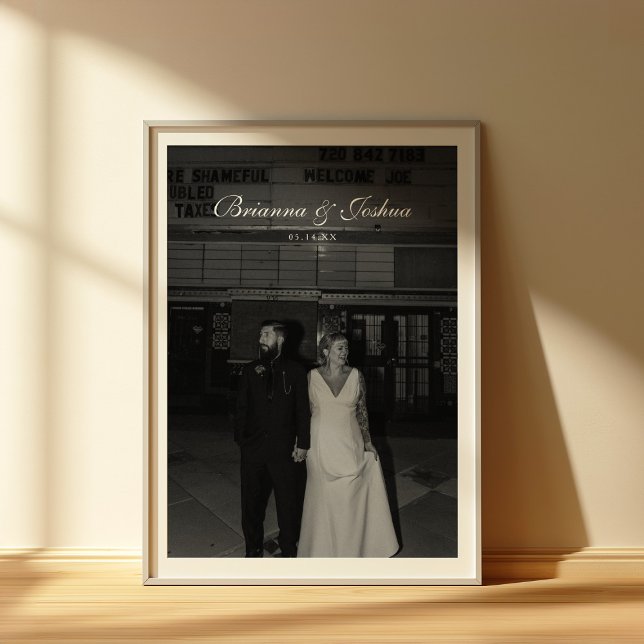 Classy Minimalist Names & Date Wedding Photo Poster (Creator Uploaded)