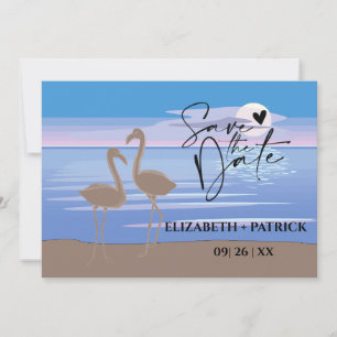 Classy minimalist, sunset, flamingos save the date