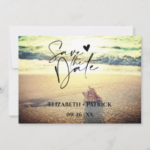 Classy minimalist, tropical beach save the date