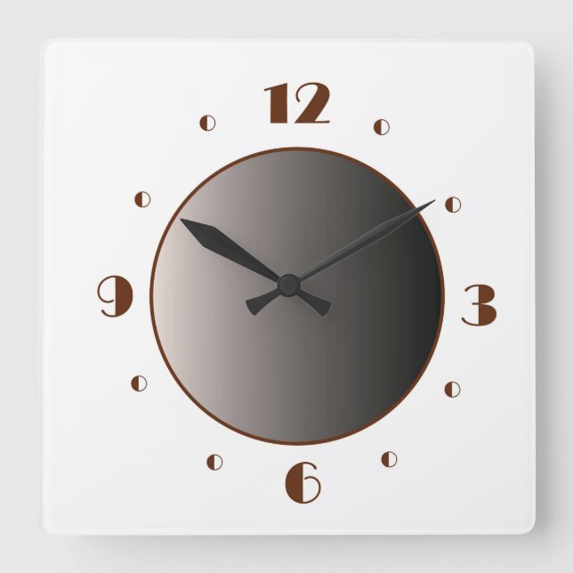 Classy Minimalist White with Tan Numerals Square W Wall Clock (Front)