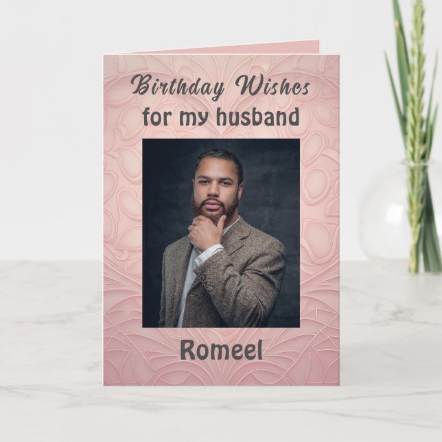 Classy Modern Birthday Greeting for Husband Card (Front)