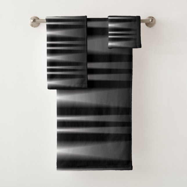 Classy Modern Black and White Pattern Bath Towel Set (Insitu)