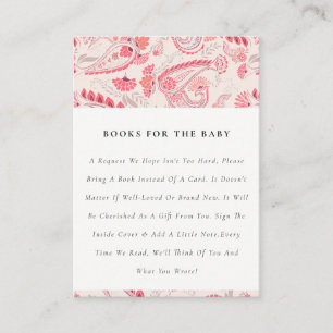 Classy Modern Blush Paisley Books For Baby Shower Enclosure Card