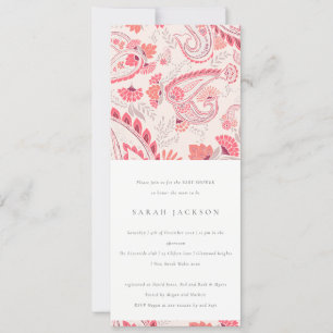 Classy Modern Blush Paisley Typography Baby Shower Invitation