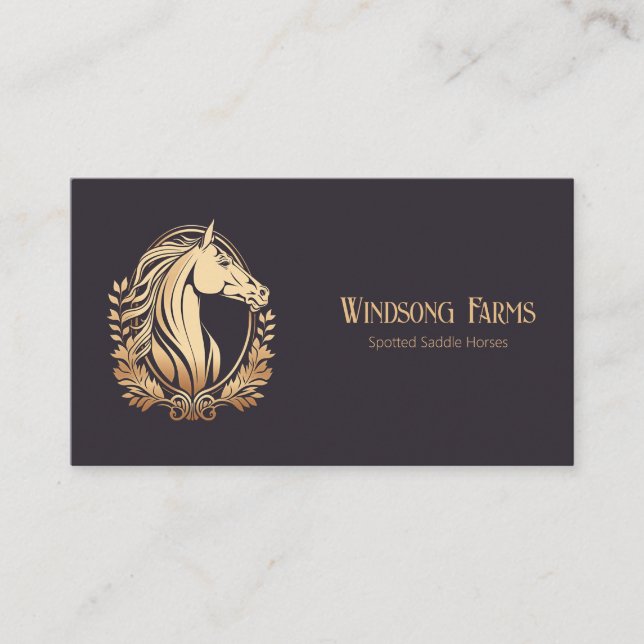 Classy Modern Custom Horse Farm Equine Business Card (Front)