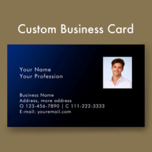 Classy Modern Custom Photo QR Code Blue Gradient Business Card