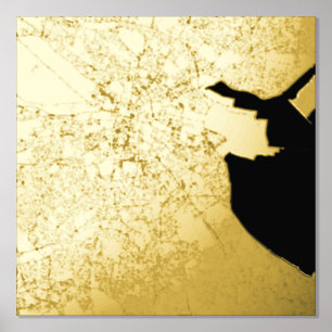 Classy Modern Elegant Gift Map of Dublin, Ireland Foil Prints