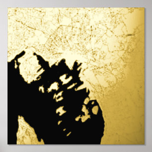 Classy & Modern Elegant Gift Map of Oslo, Norway Foil Prints