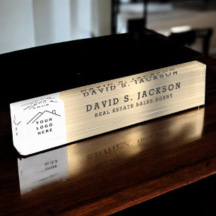 Classy Modern Executive Gold Professional Nameplate