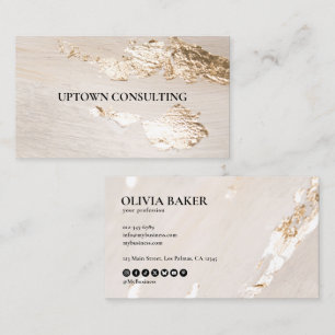 Classy Modern Faux Gold Foil Social Media Icons Business Card