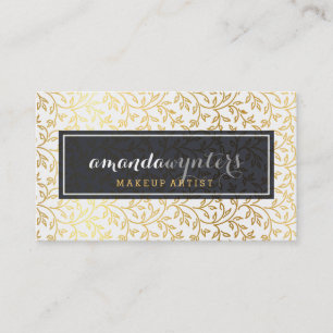 CLASSY modern foliage pattern gold foil logo badge Business Card