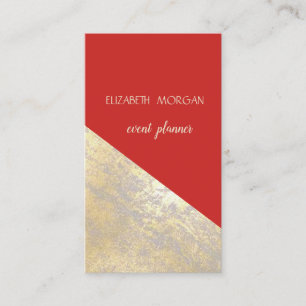 Classy Modern Geometric,Abstract Faux Gold,Red Business Card