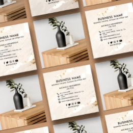 Classy Modern Gold Foil Logo Photo & Socials Square Business Card