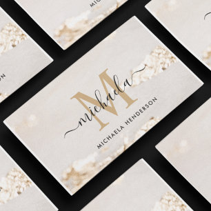 Classy Modern Gold Foil Monogram & Name Business Card