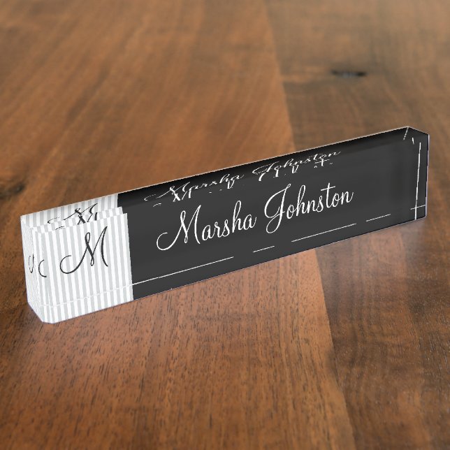 Classy Modern Monogram Nameplate (Side)
