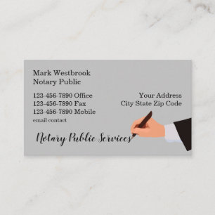 Classy Modern Notary Services Business Card