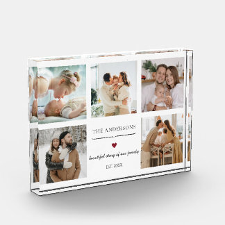 Classy Modern Personalised Family Photo Collage Block