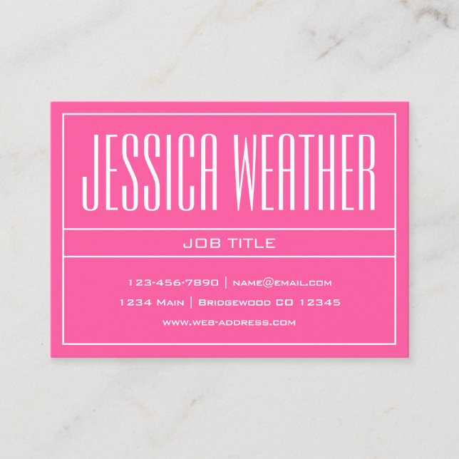 Classy Modern Professional White & Pink Business Card (Front)