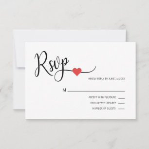 Classy Modern RED & White RSVP Menu Wedding