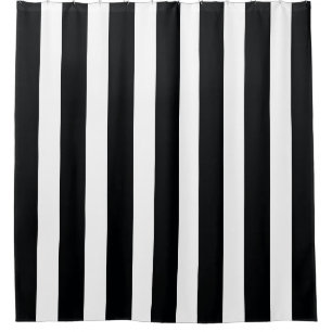 classy & modern, vertical striped, black shower curtain