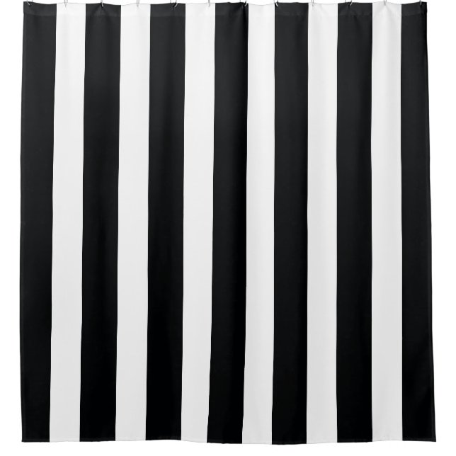 classy & modern, vertical striped, black shower curtain (Front)