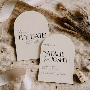 Classy Modern Whimsical Retro Arched Wedding Save The Date