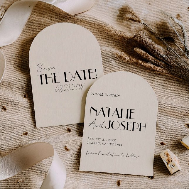 Classy Modern Whimsical Retro Arched Wedding Save The Date (Creator Uploaded)