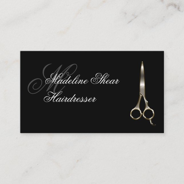 Classy Monogam Hairdresser Business Card (Front)