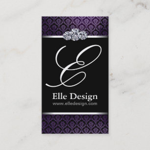 Classy Monogram Damask Business Card