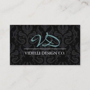 Classy Monogram Damask Business Card
