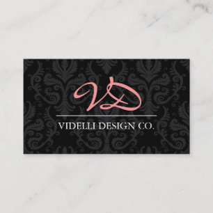 Classy Monogram Damask Business Card