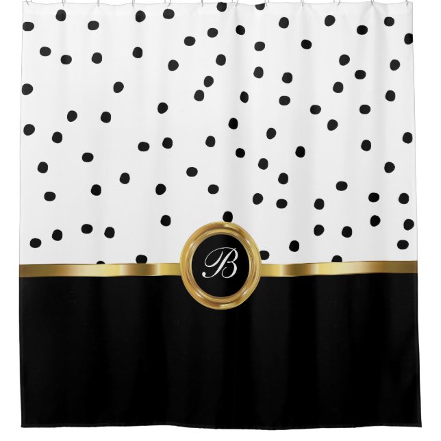 Classy Monogram Design Shower Curtain (Front)