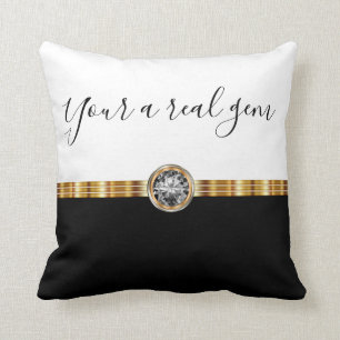 Classy Monogram Faux Bling Rhinestone Throw Pillow