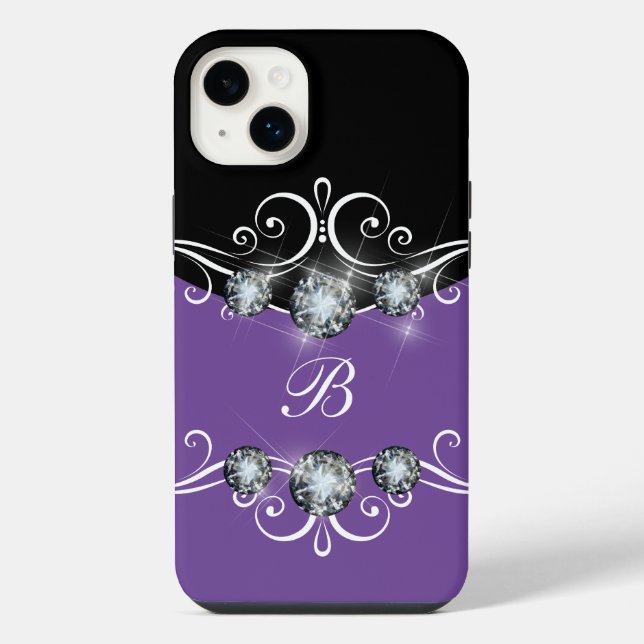 Classy Monogram Glitzy Bling  iPhone Case (Back)