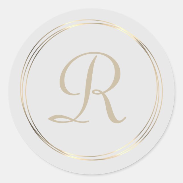 Classy Monogram Gold Circles Classic Round Sticker (Front)