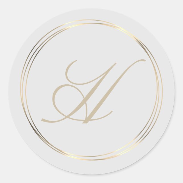 Classy Monogram Gold Circles Classic Round Sticker (Front)