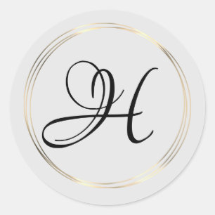 Classy Monogram Gold Circles Classic Round Sticker
