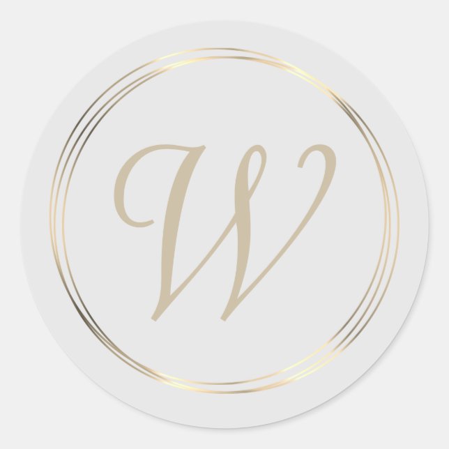 Classy Monogram Gold Circles Classic Round Sticker (Front)