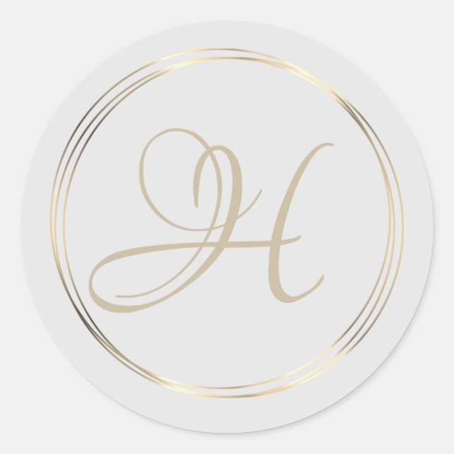 Classy Monogram Gold Circles Classic Round Sticker (Front)