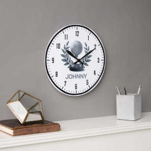 Classy Monogram Golf Sport Gifts Large Clock