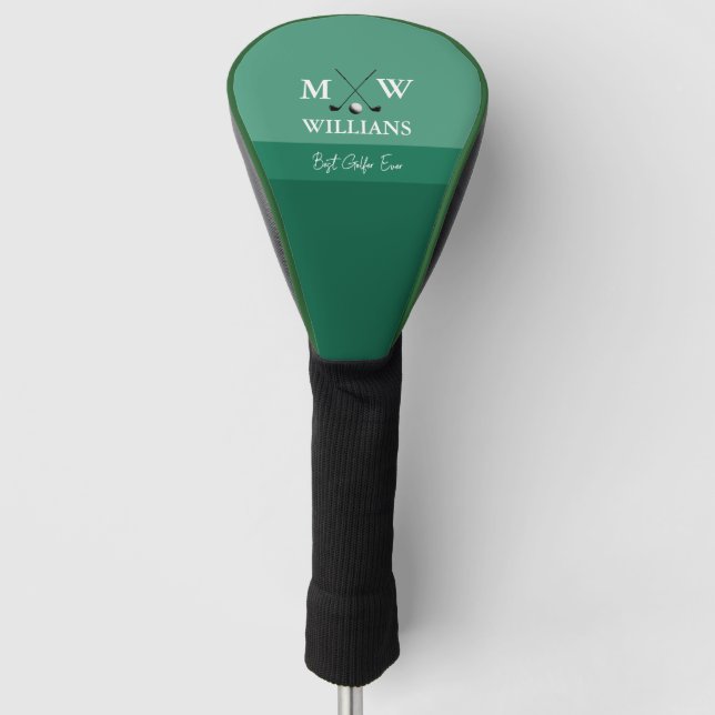 Classy Monogram Green Golf Head Cover (Front)